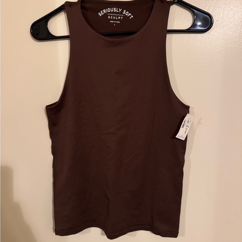 Aeropostale Brown Fitted Sleeveless Tank Top